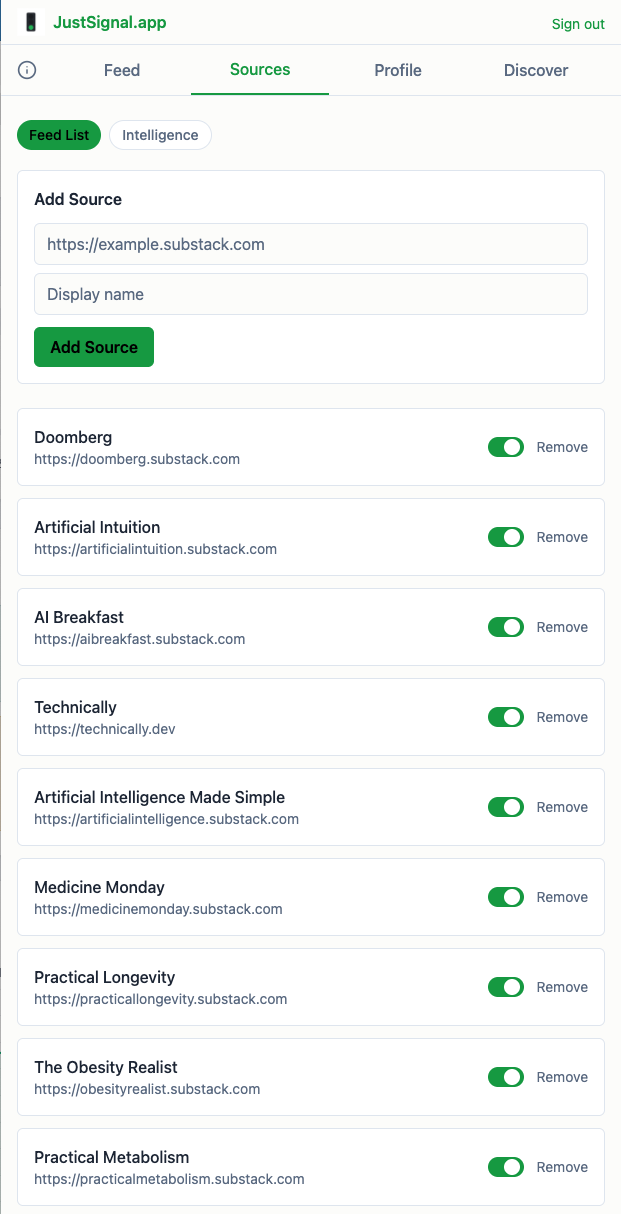 JustSignal sources panel