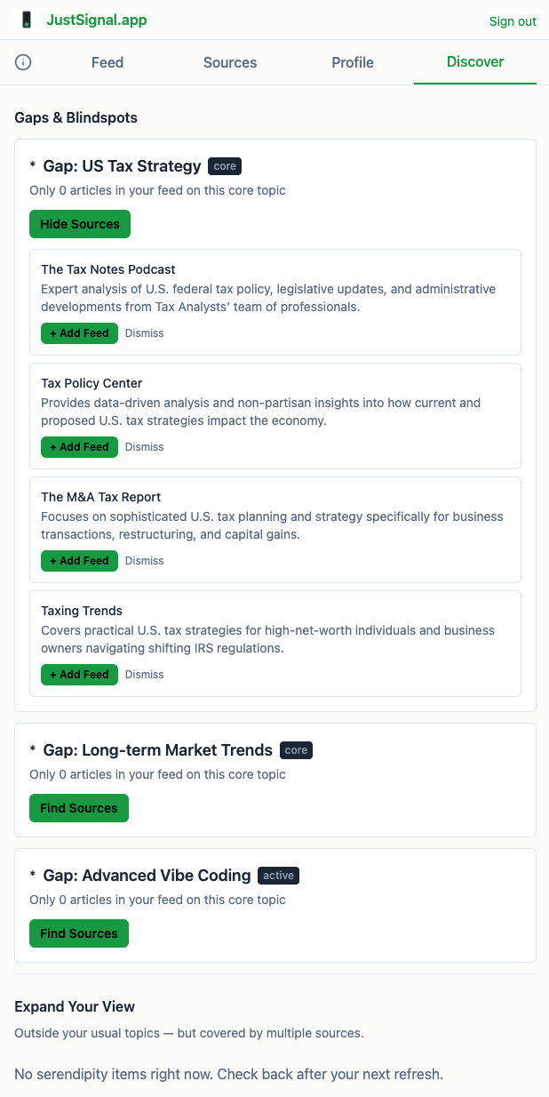 JustSignal profile and concept exposure