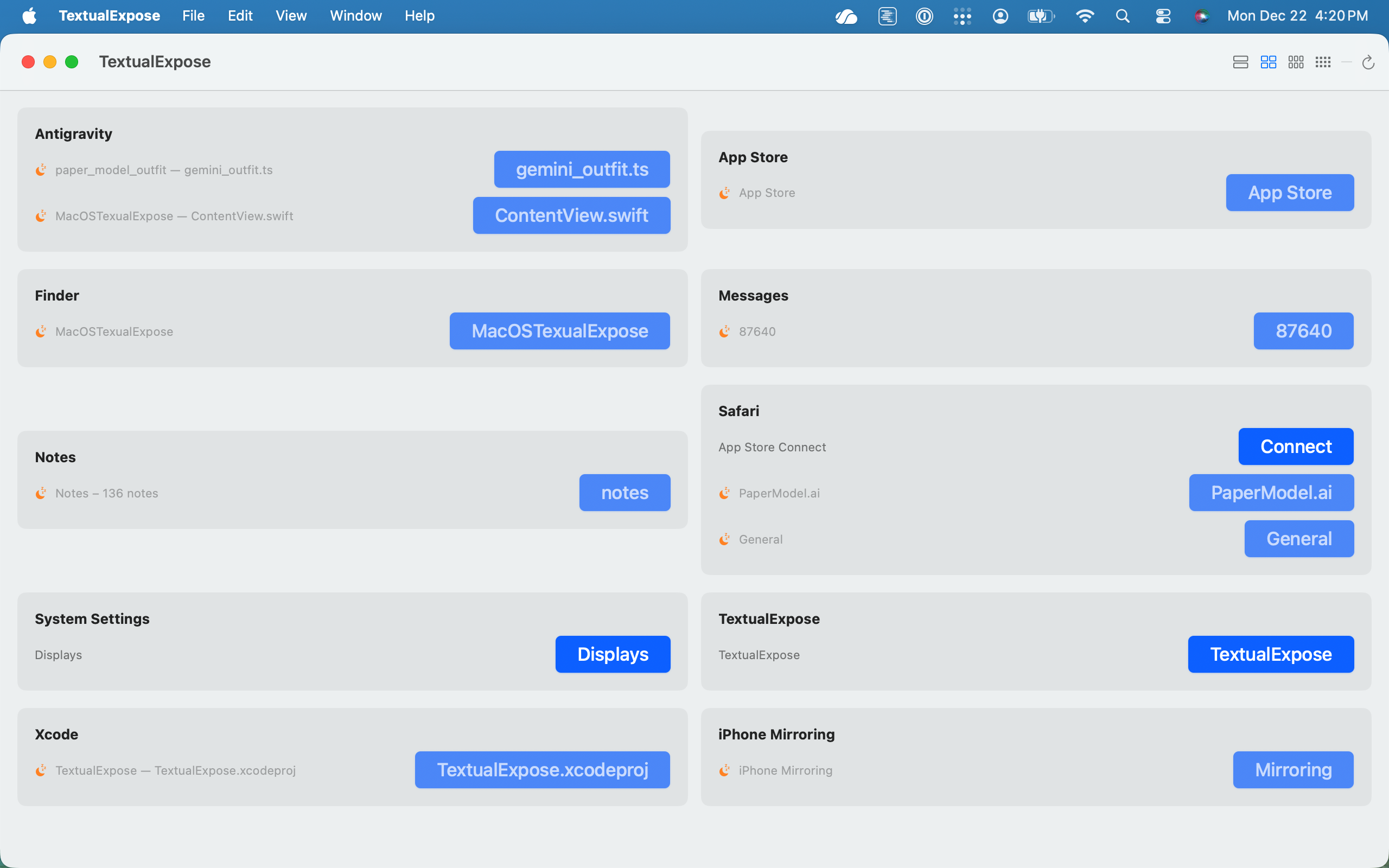 TextualExpose screenshot
